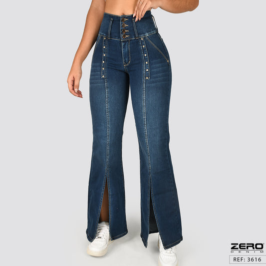 Jeans Mom Flare Tiro Alto 3616
