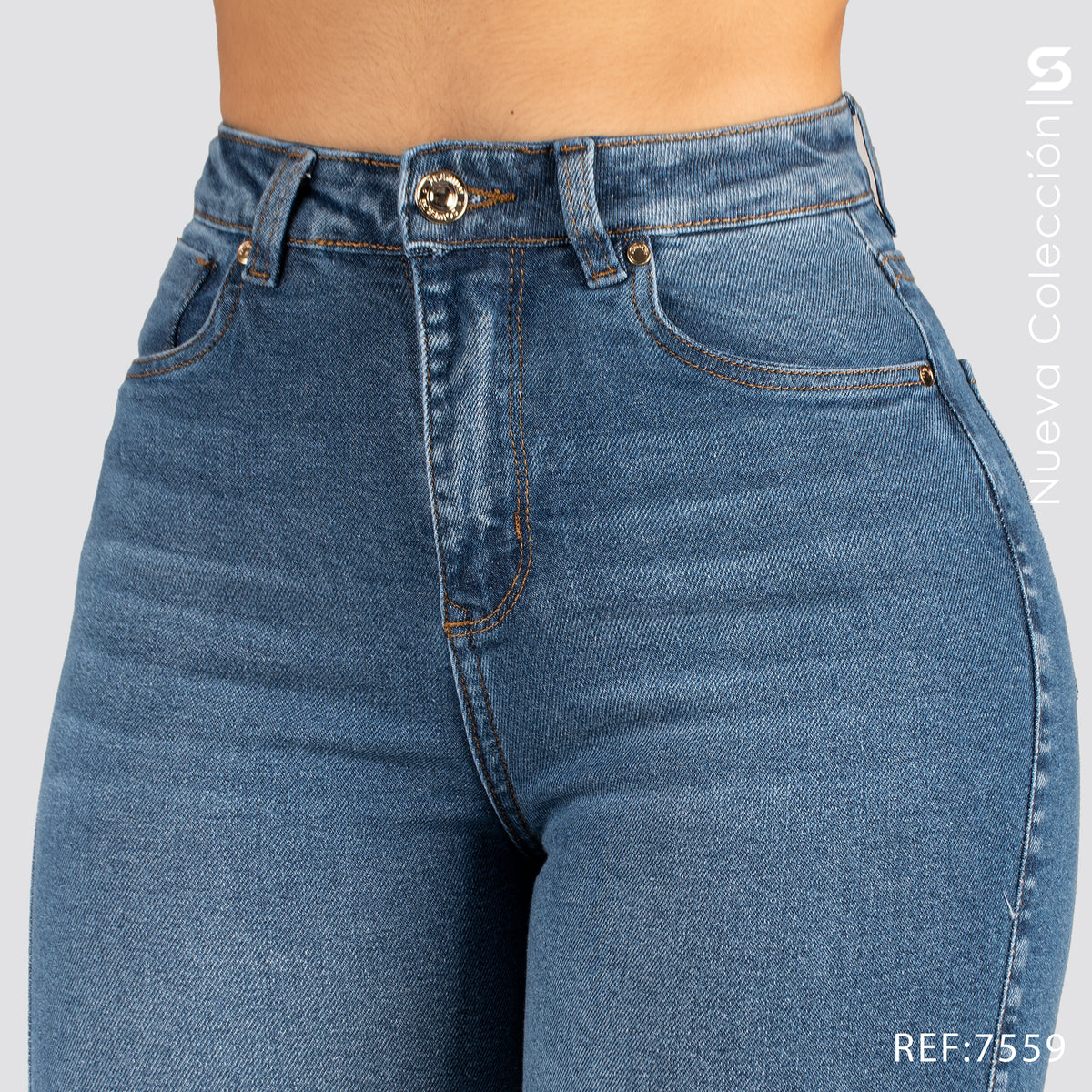 Jean Mom Bota Ancha Tiro Alto S7559