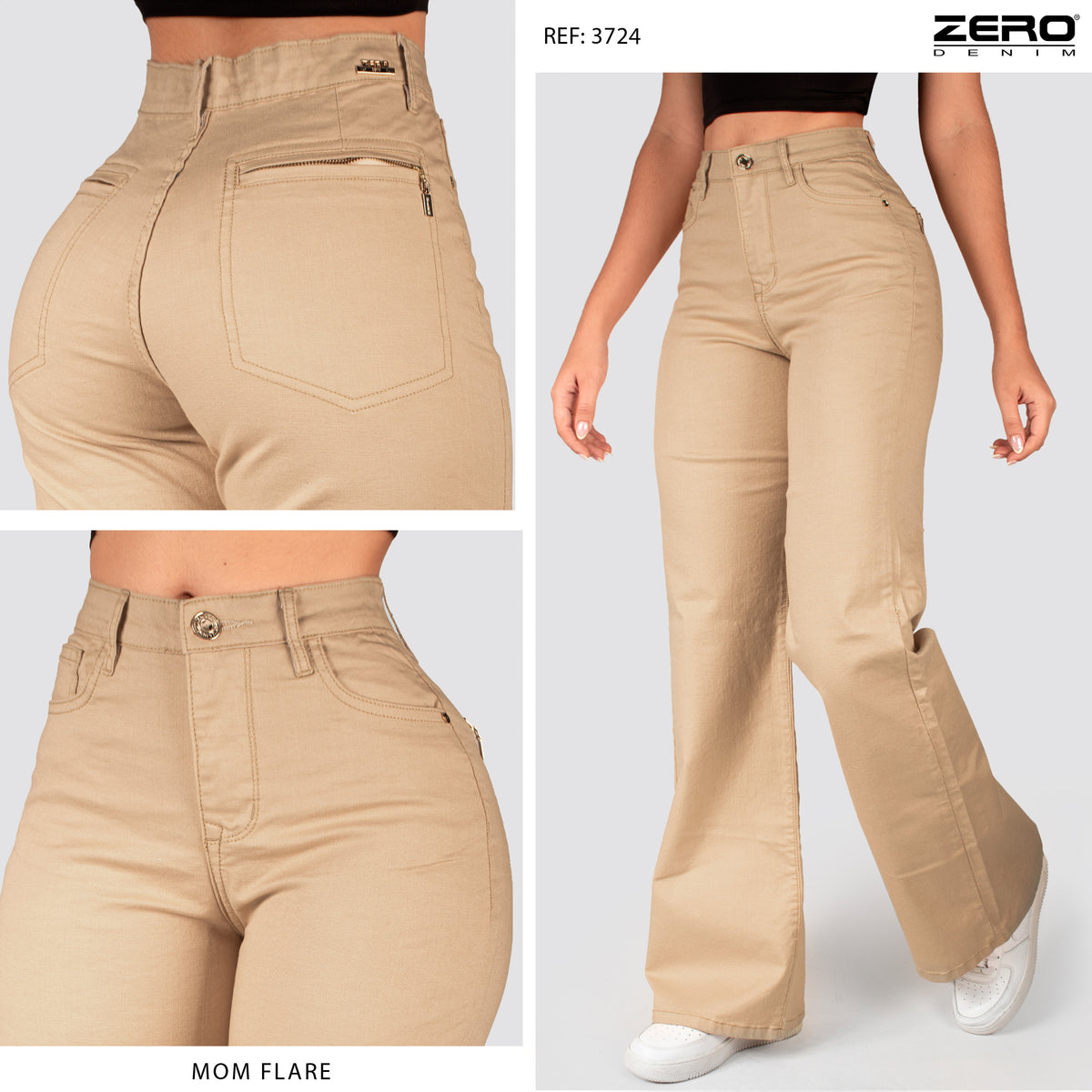 Pantalón Mom Flare Tiro Alto Drill