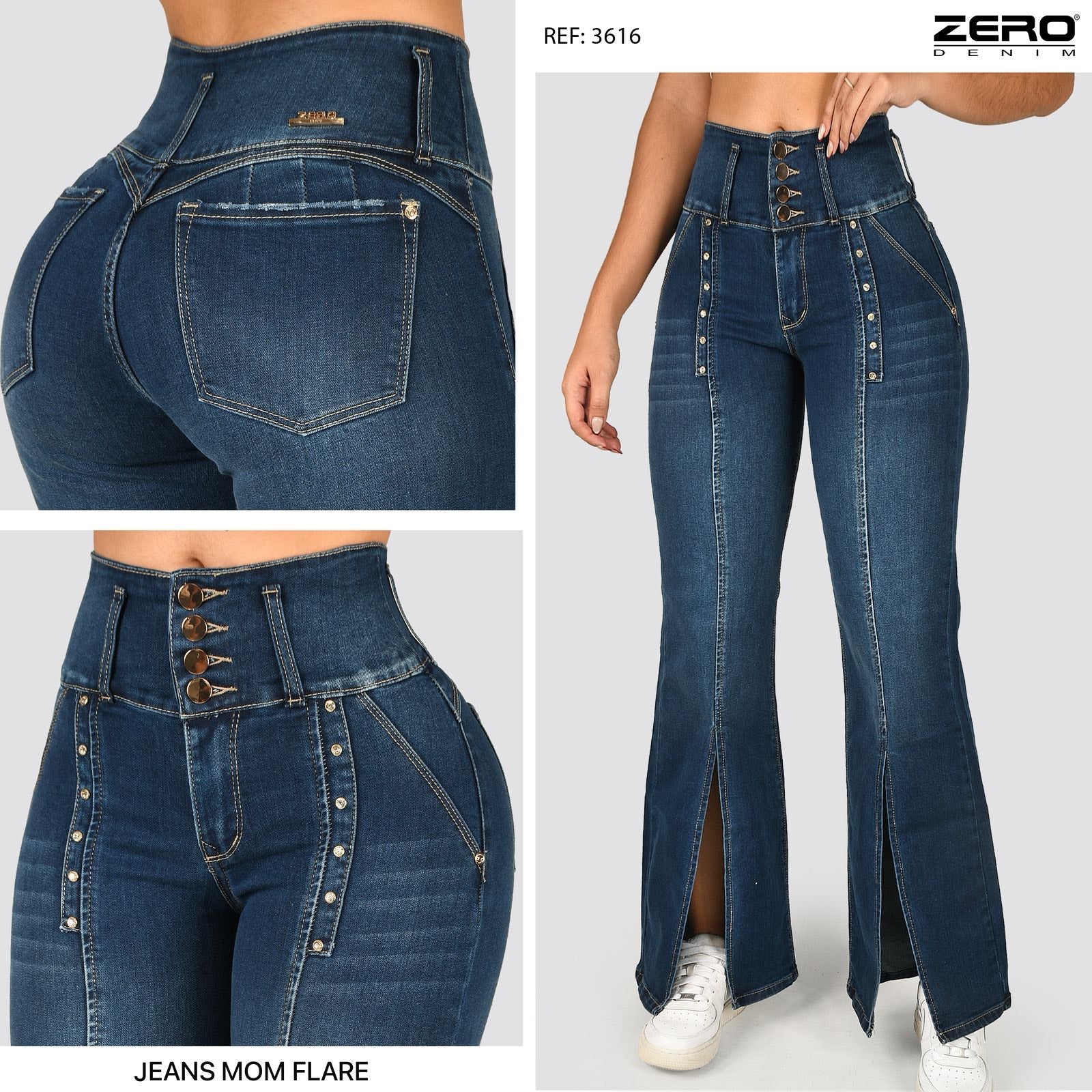Jeans Mom Flare Tiro Alto 3616