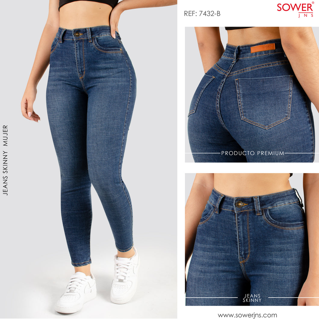 Jeans Skinny Tiro Alto  S7432-B