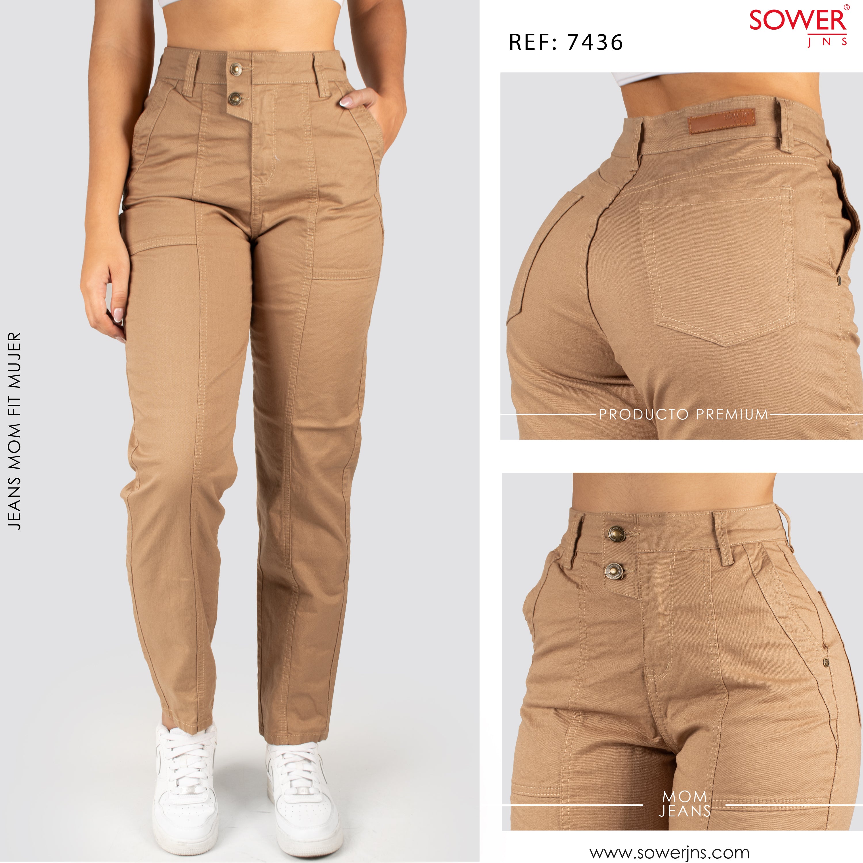 Jeans Mom Fit Tiro Alto S7436