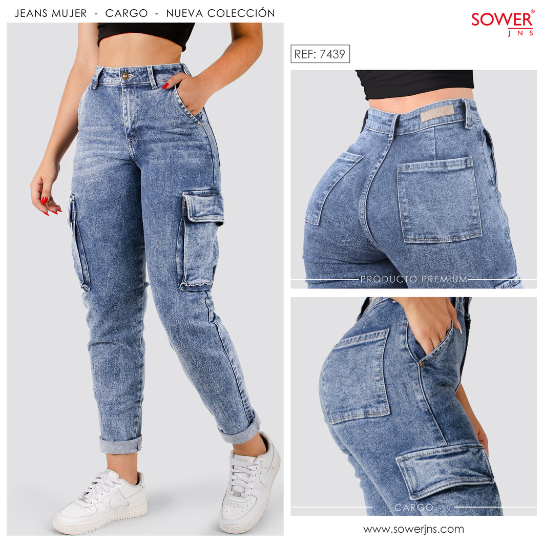 Mom Jeans Cargo Tiro Alto S7439