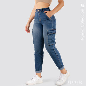 Mom Jeans Cargo Tiro Alto S7440