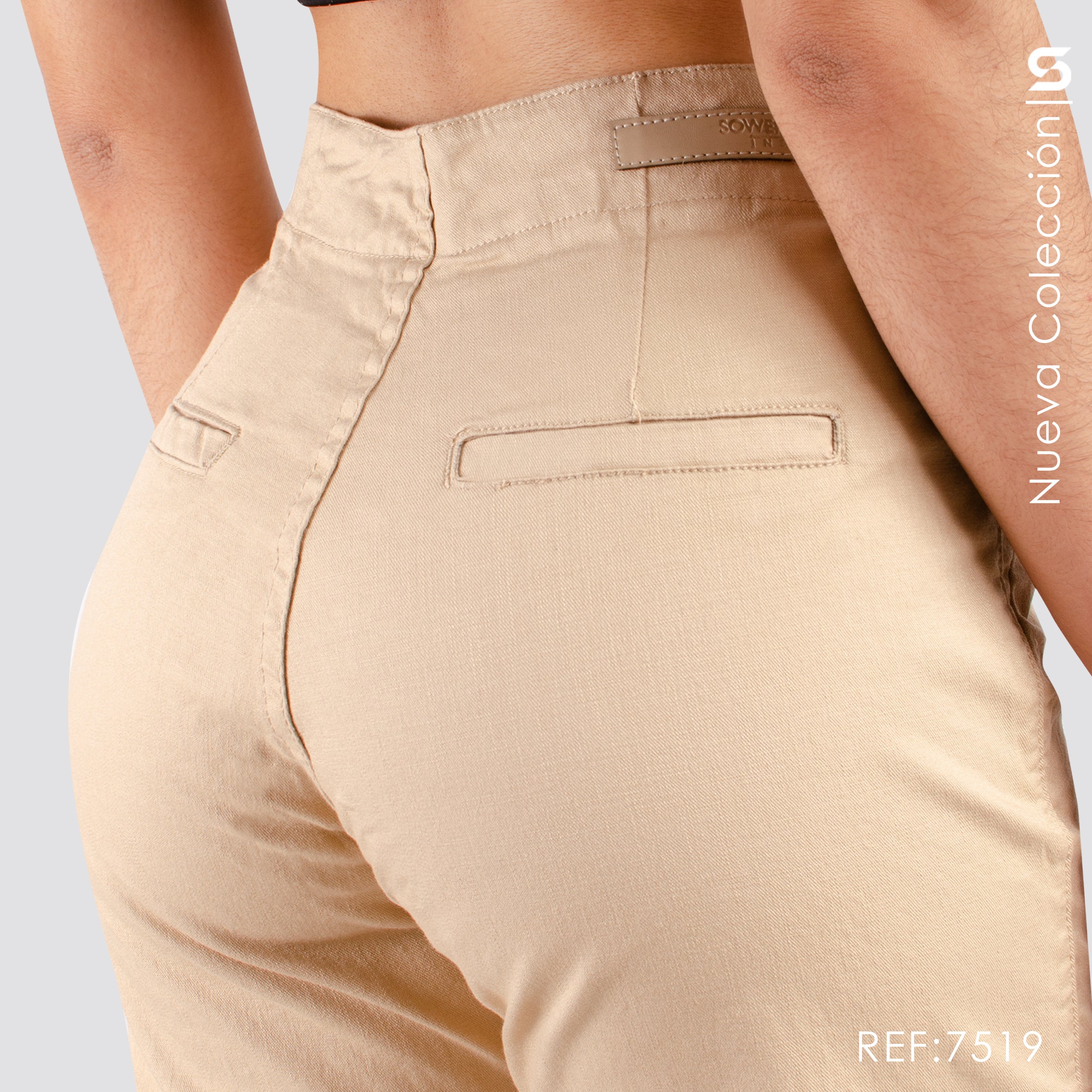 Pantalón Mom Fit Kaki Tiro Alto S7519