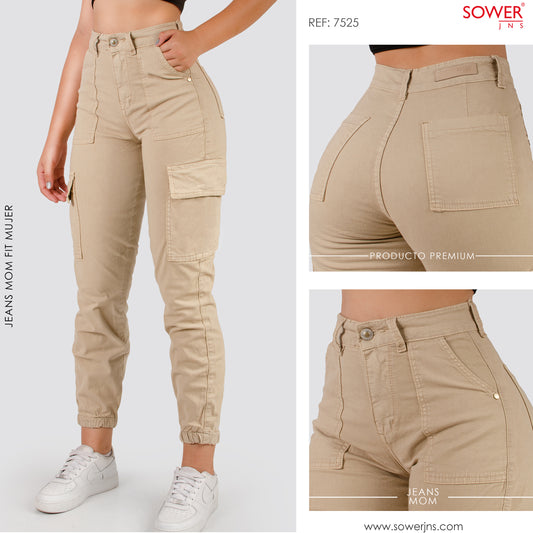 Pantalón Mom Fit Cargo Tiro Alto S7525
