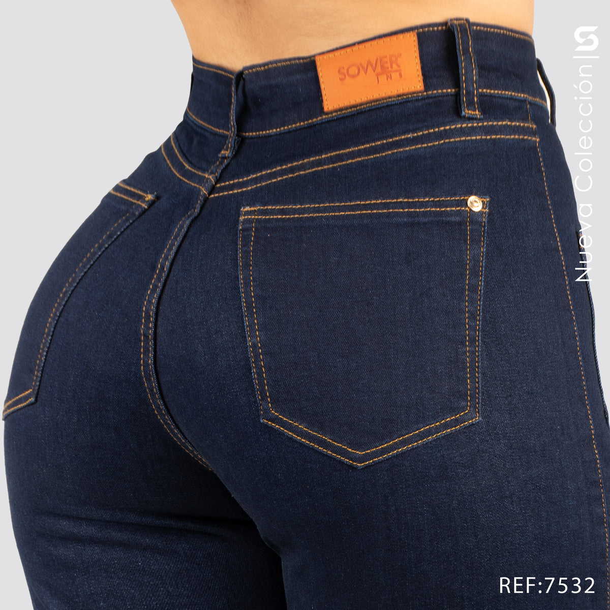 Jeans Mom Bota Ancha Alto S7532