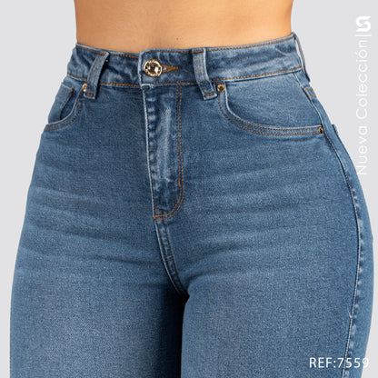 Jean Mom Bota Ancha Tiro Alto S7559