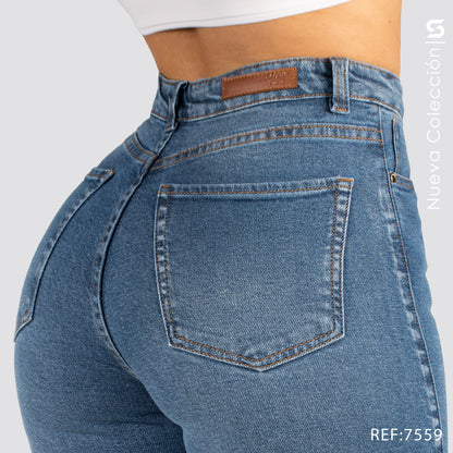 Jean Mom Bota Ancha Tiro Alto S7559