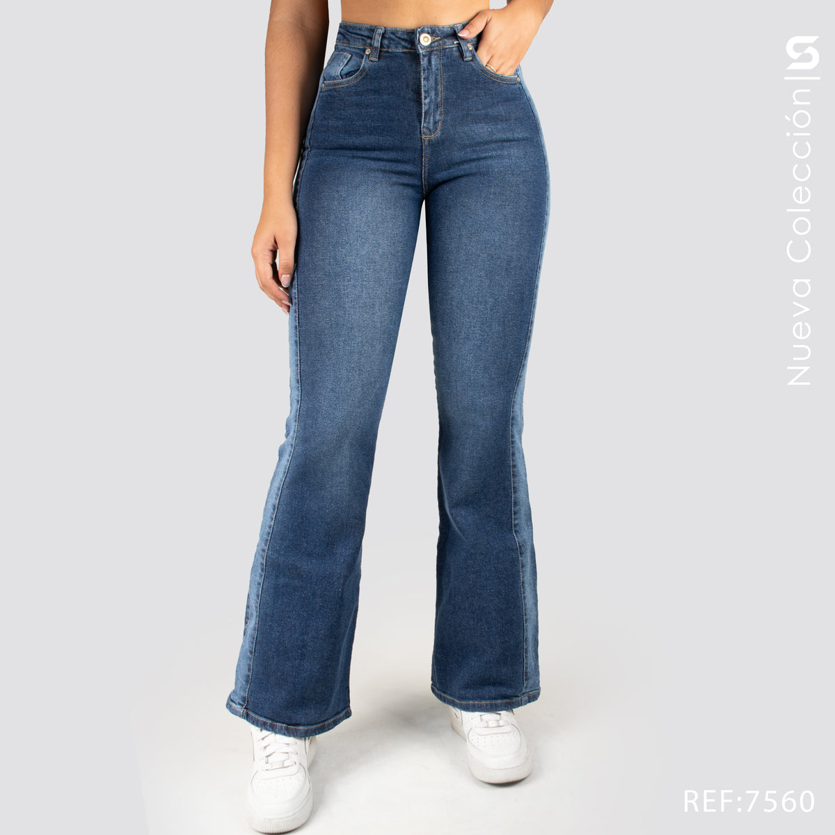 Jeans Mom Bota Ancha Alto S7560