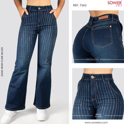 Jeans Mom Flare Tiro Alto S7563-P