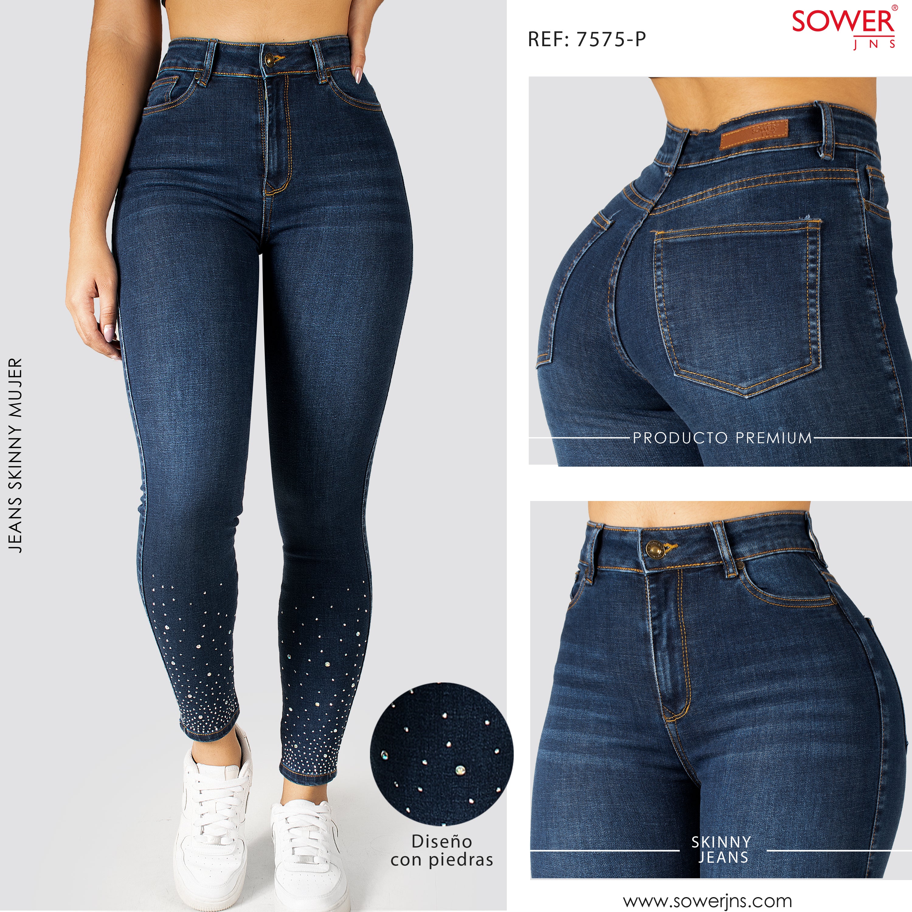 Jeans Skinny Tiro Alto S7575-P
