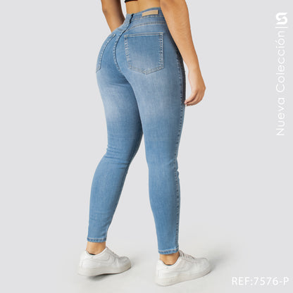 Jeans Skinny Tiro Alto S7576-P