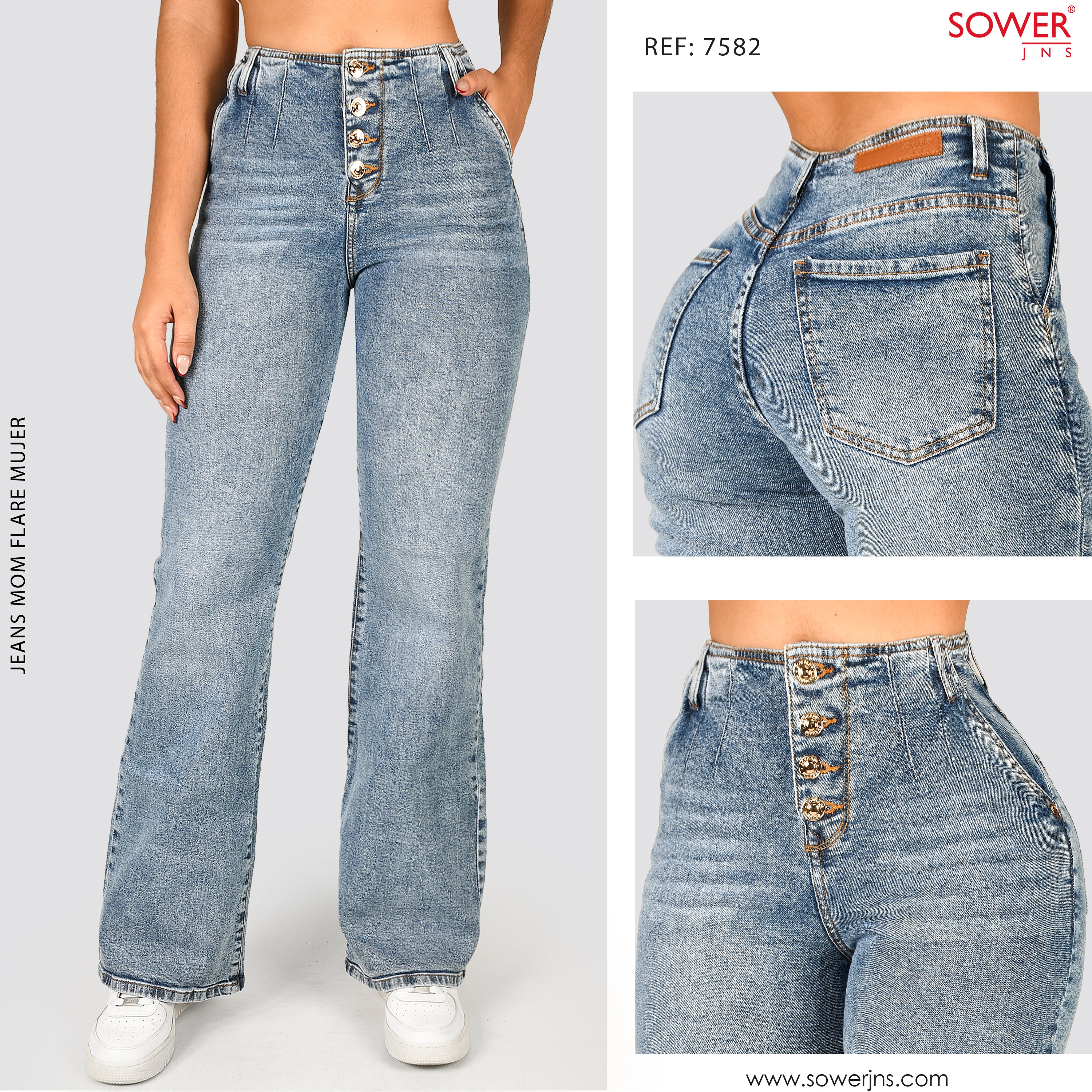 Jeans Mom Flare Tiro Alto S7582