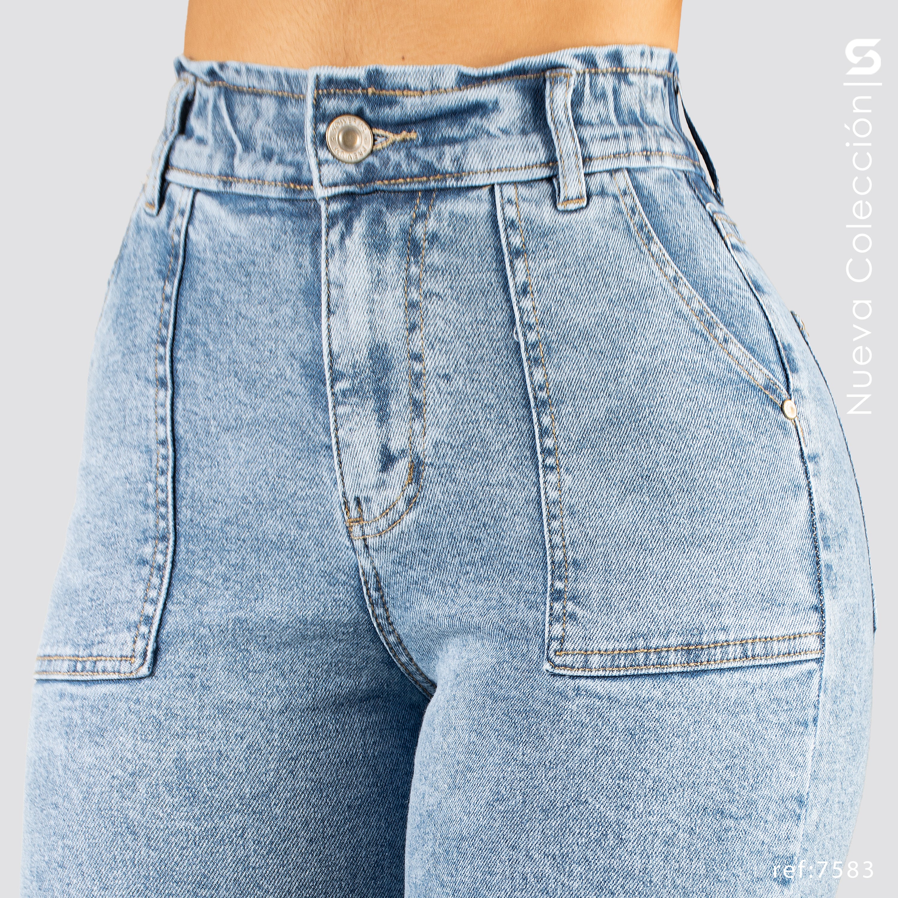 Jeans Mom Flare Tiro Alto S7583
