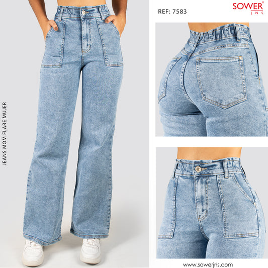 Jeans Mom Flare Tiro Alto S7583