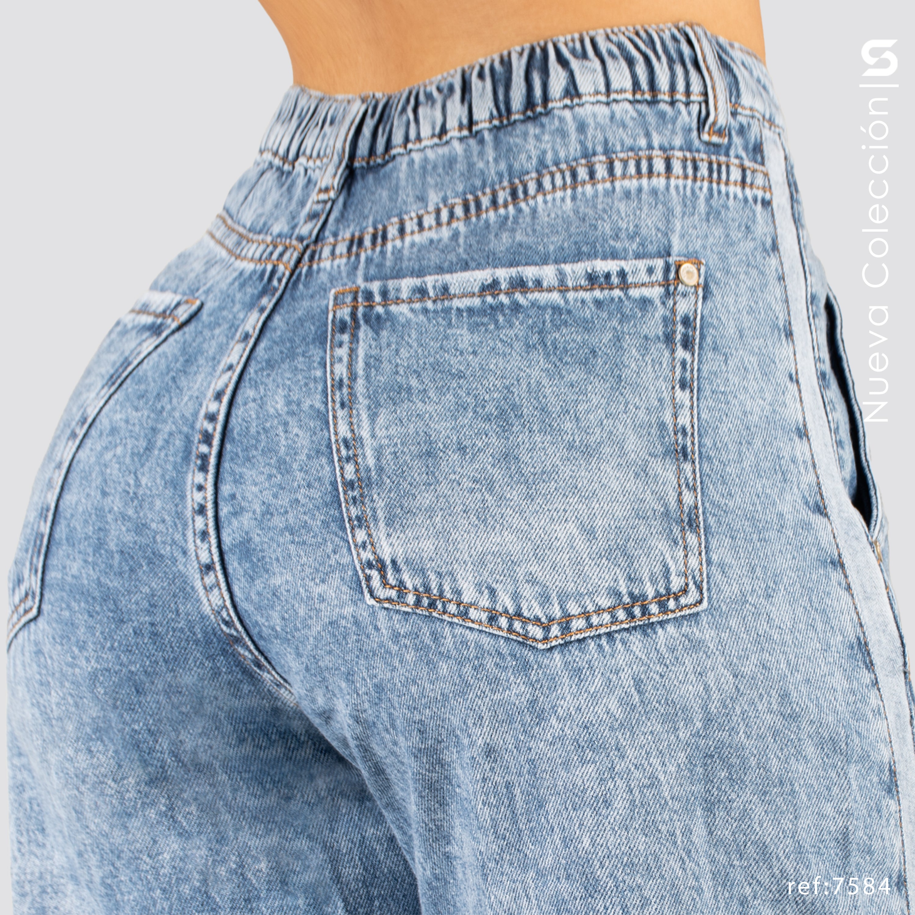Jeans Mom Flare Tiro Alto S7584