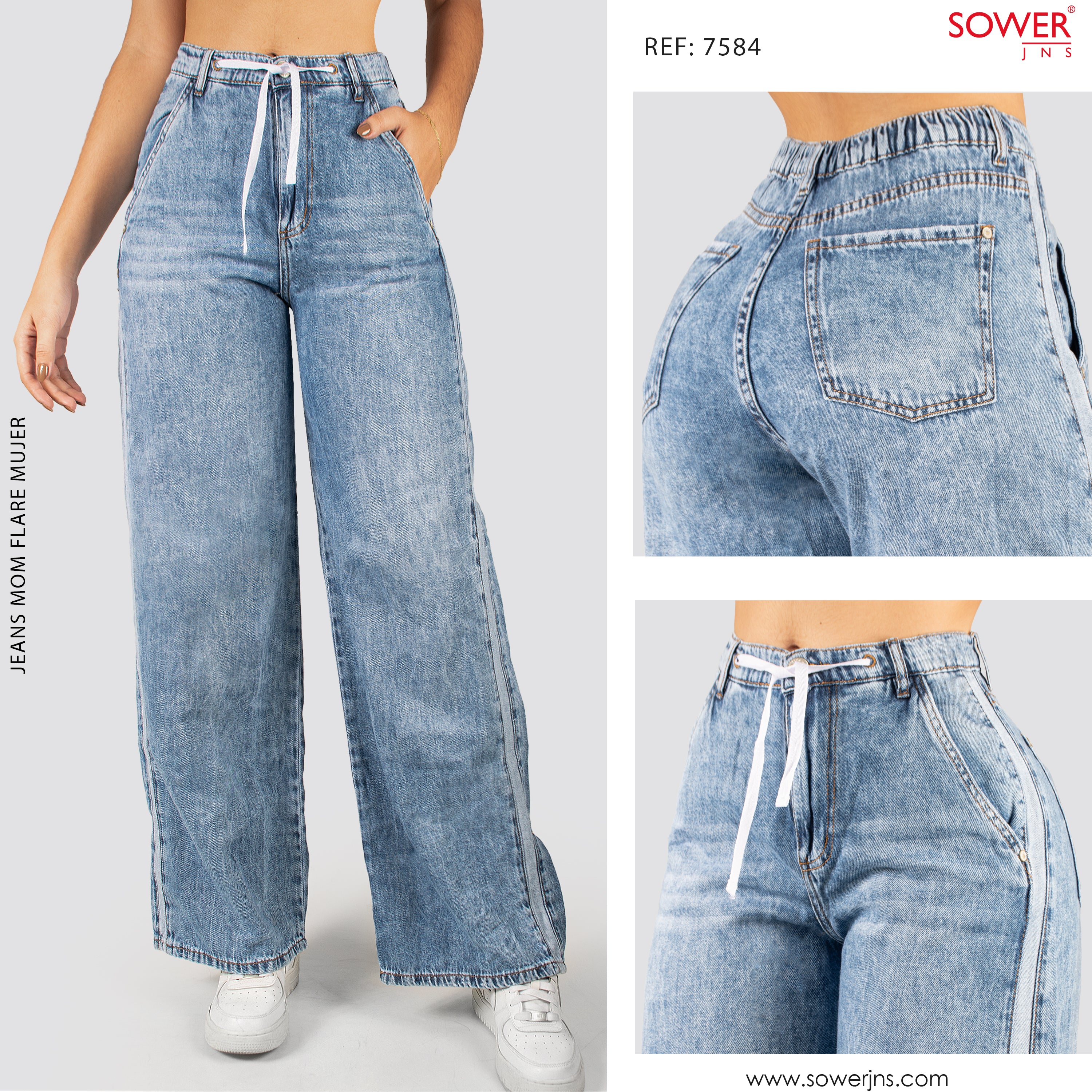 Jeans Mom Flare Tiro Alto S7584