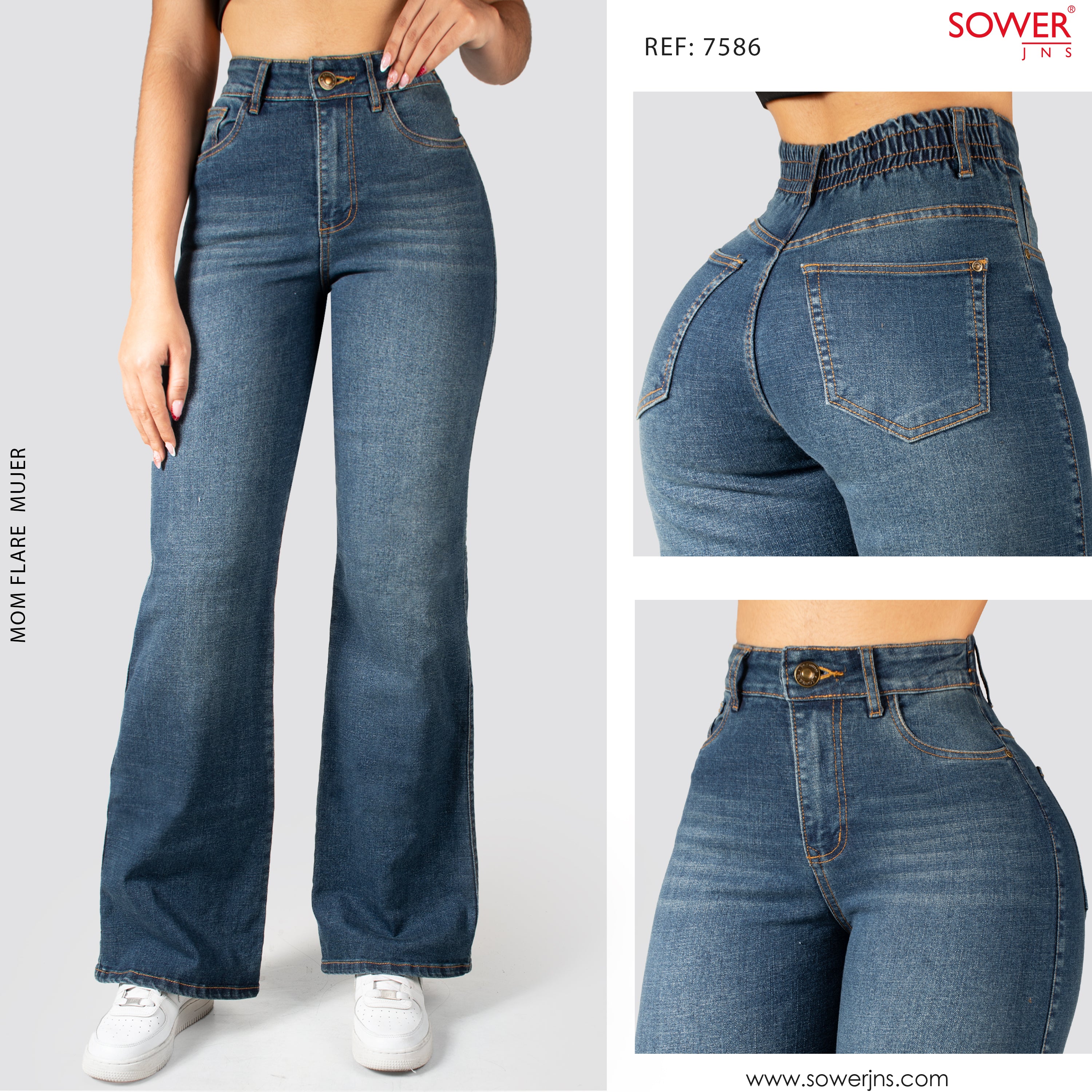 Jeans Mom Flare Tiro Alto S7586