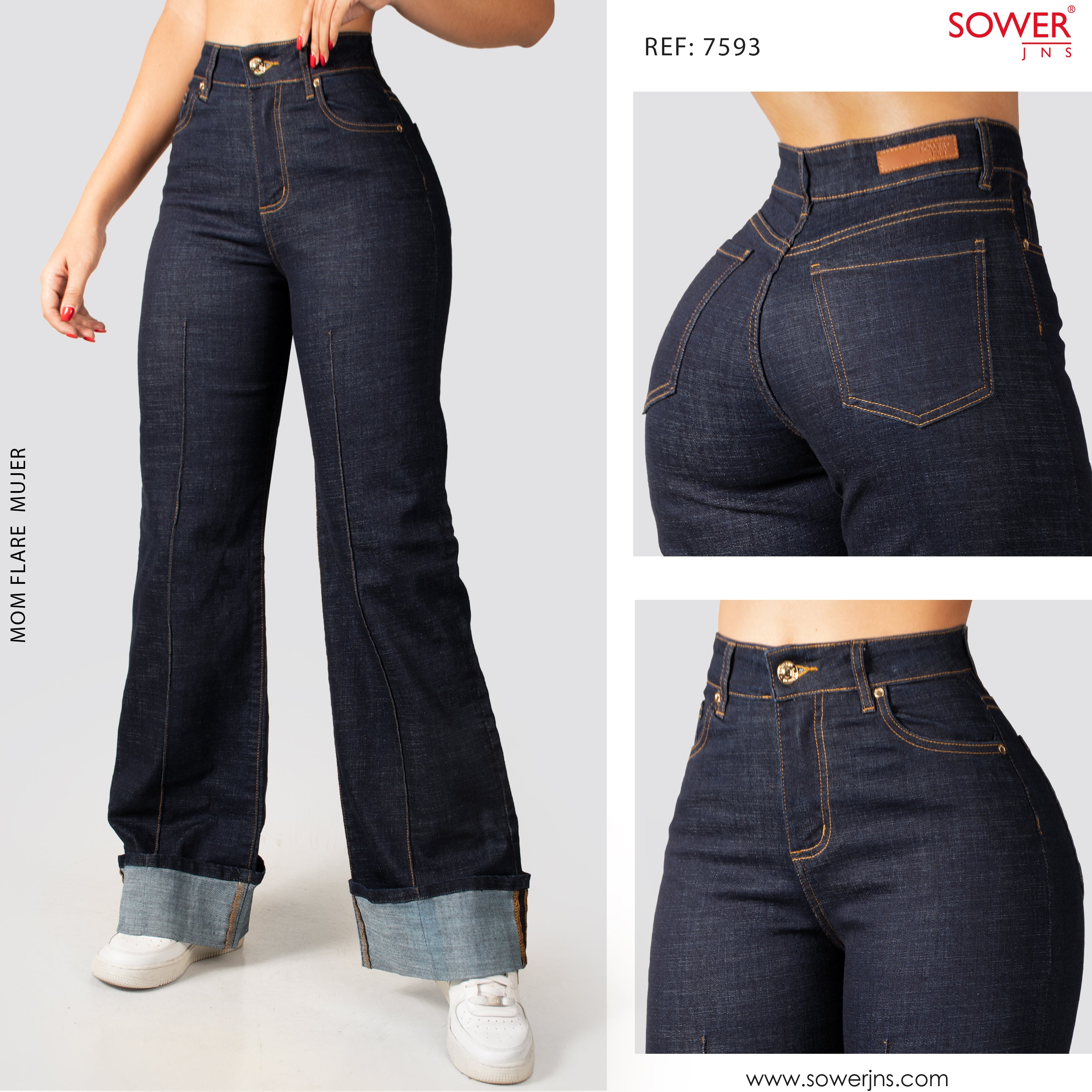 Jeans Mom Flare Tiro Alto S7593
