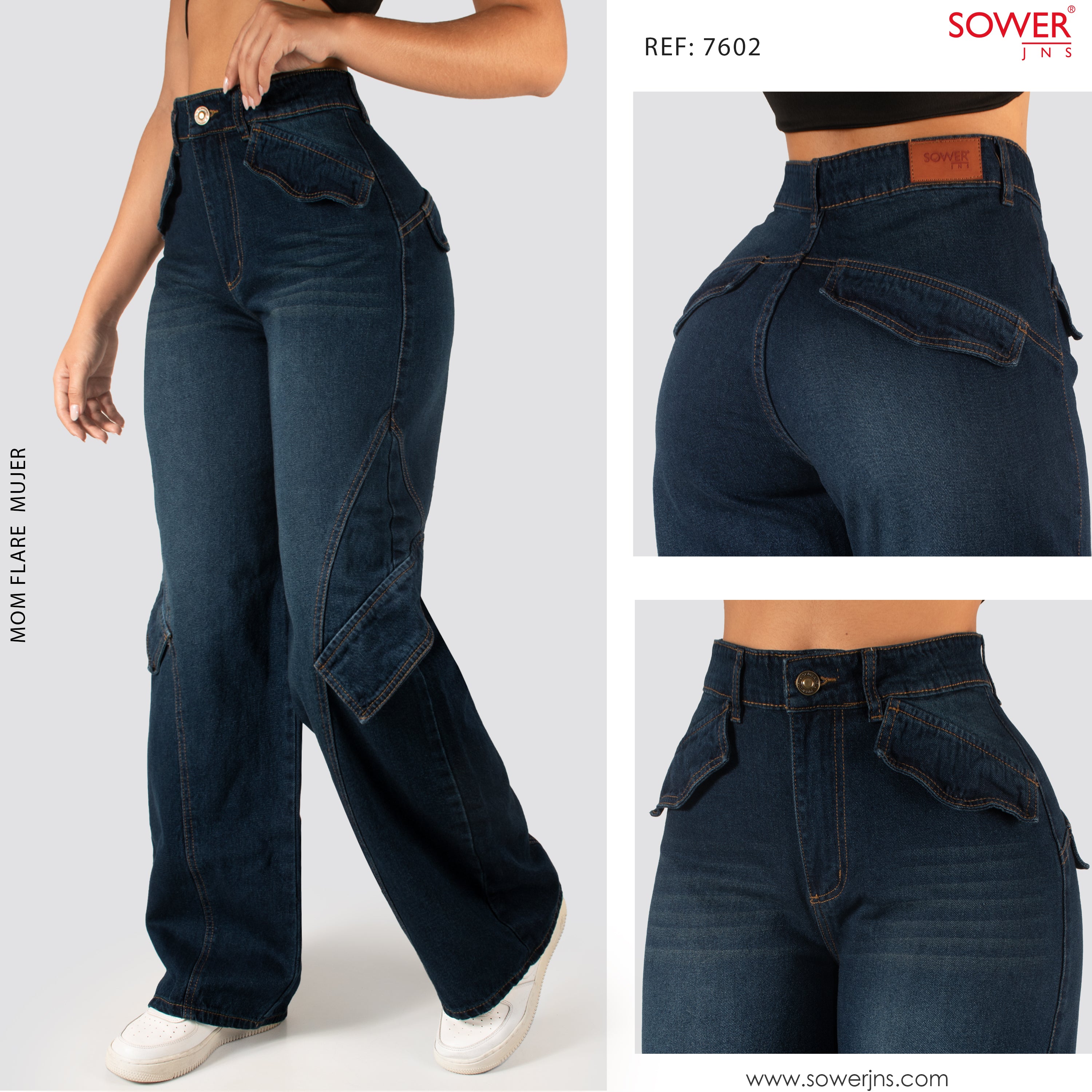 Jeans Mom Flare Rigido Tiro Alto 7602