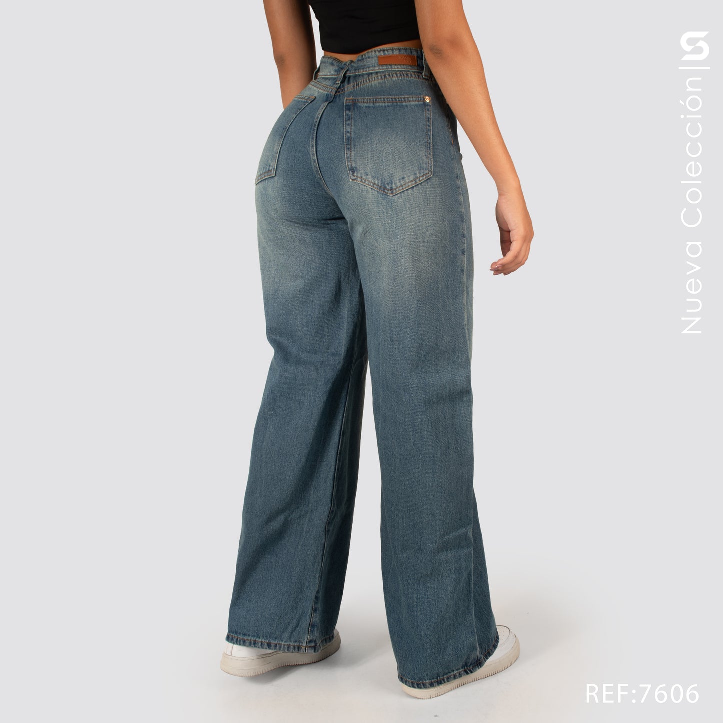 Jeans Mom Flare Rigido Tiro Alto 7606