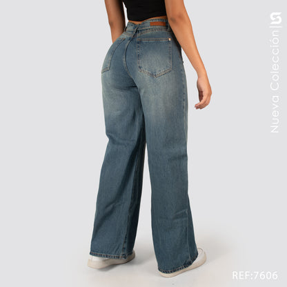 Jeans Mom Flare Rigido Tiro Alto 7606