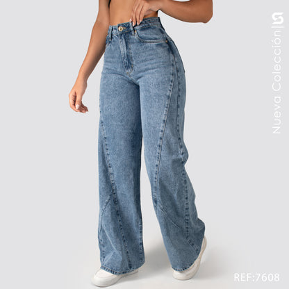 Jeans Wide Leg Tiro Alto 7608