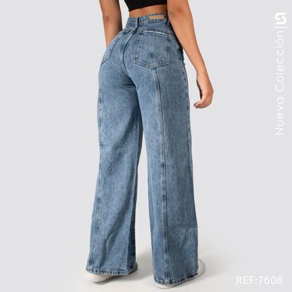 Jeans Wide Leg Tiro Alto 7608