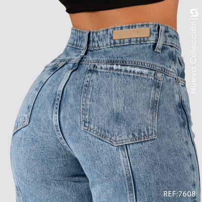 Jeans Wide Leg Tiro Alto 7608
