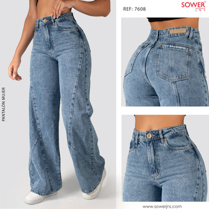 Jeans Wide Leg Tiro Alto 7608