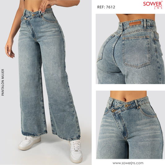 Jeans Mom Flare Rigido Tiro Alto 7612