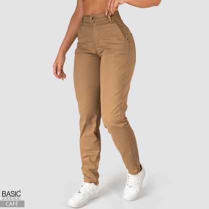Pantalón Mom Fit Tiro Alto Cafe