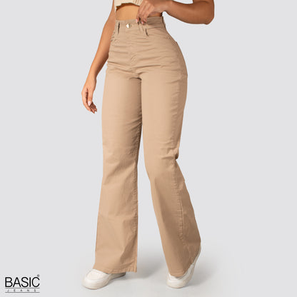 Pantalón  Mom Flare Tiro Alto Camel