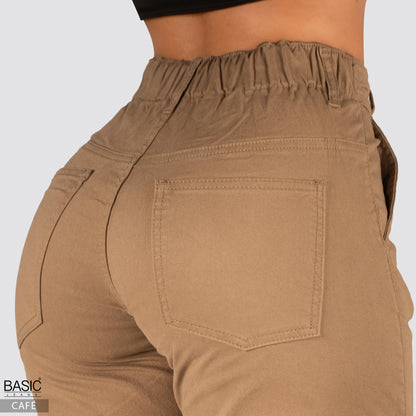 Pantalón Mom Fit Tiro Alto Cafe